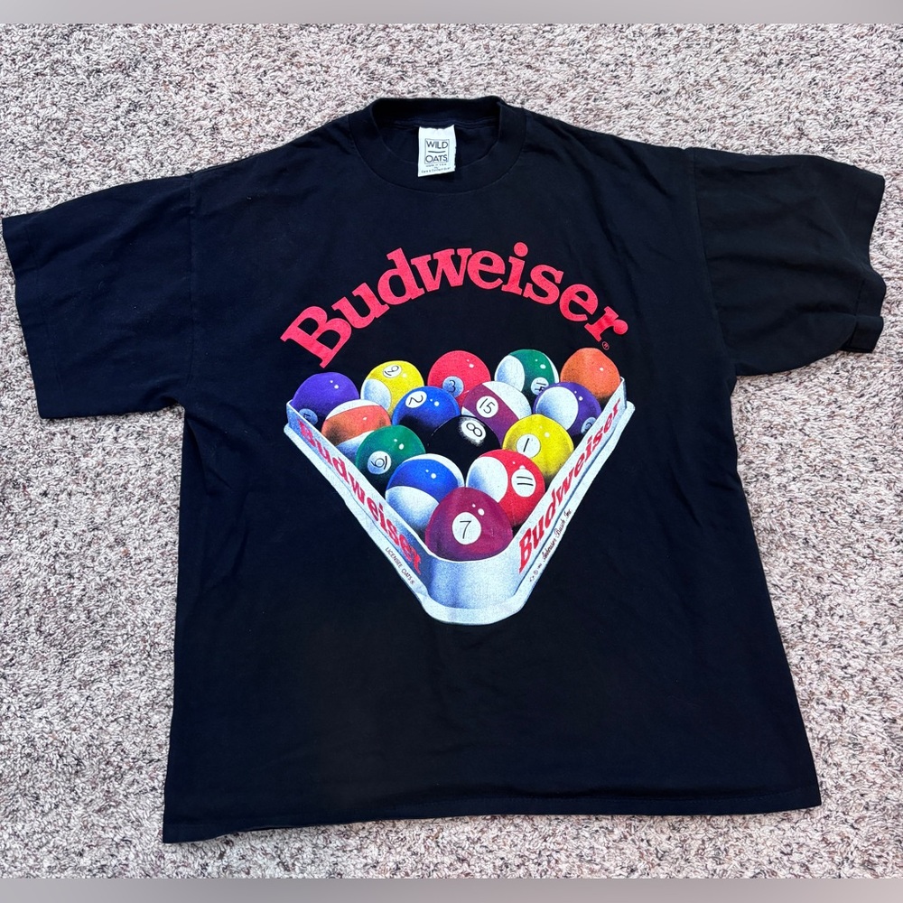 RARE Vintage 1992 Budweiser Billiards Wild Oats Tee